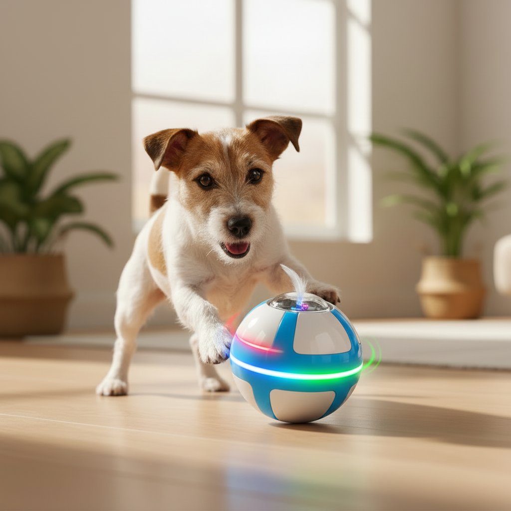 Chien excité jouant avec la vraie balle