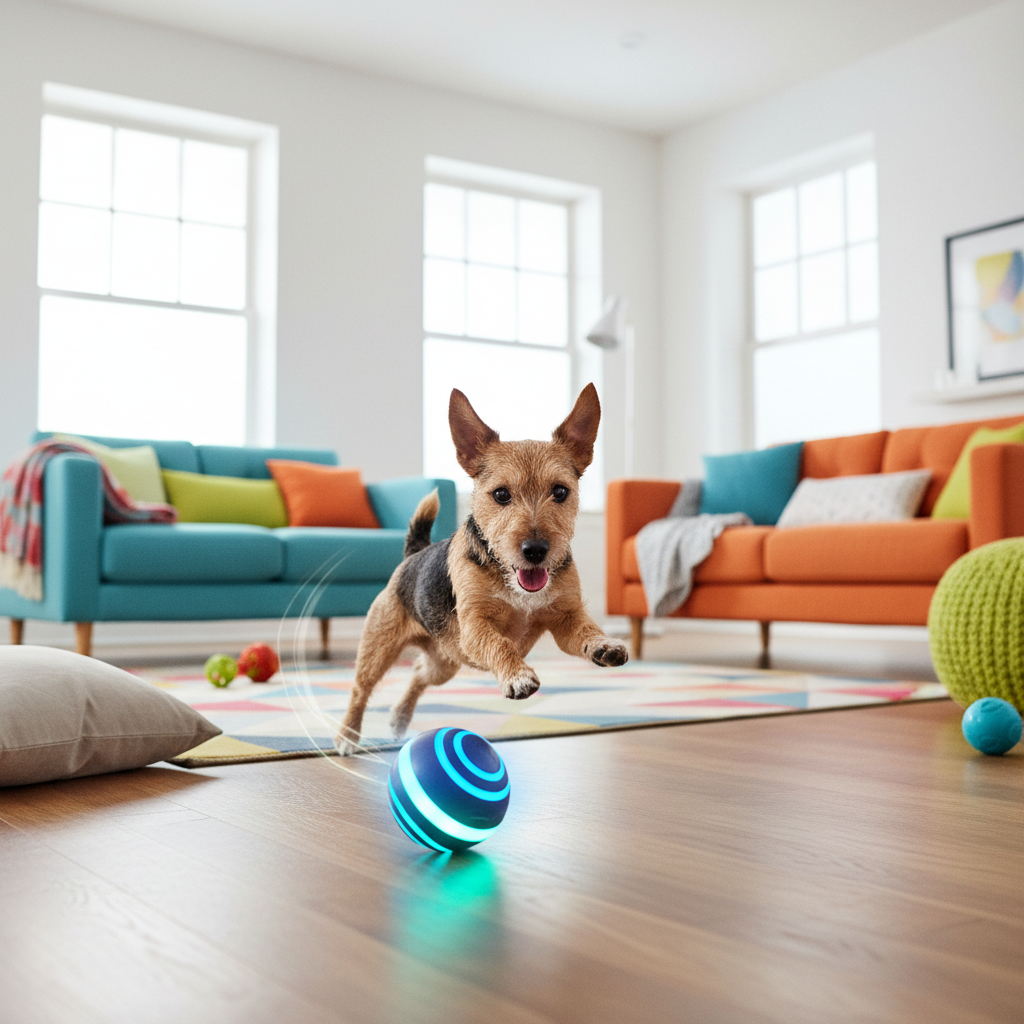 Chien excité jouant avec la balle